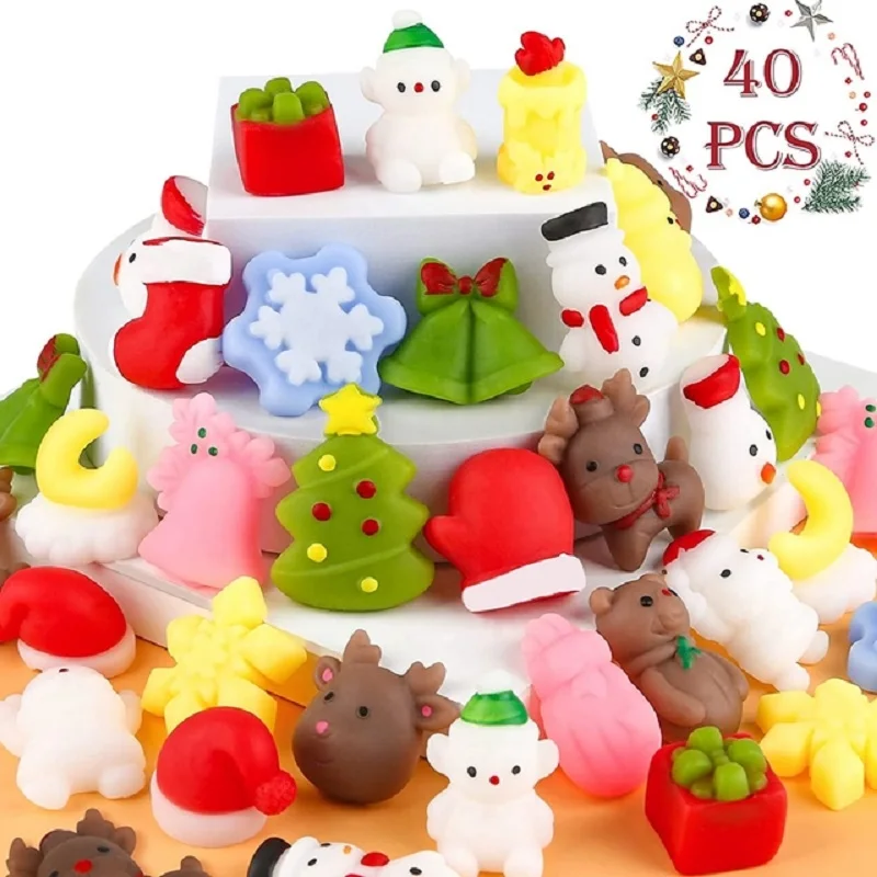 

40/72PCS Christmas Squishies Cute Squishy Christmas Toys Xmas Mini Mochi Party Favors Bag Fillers Stocking Stuffers Class Prizes