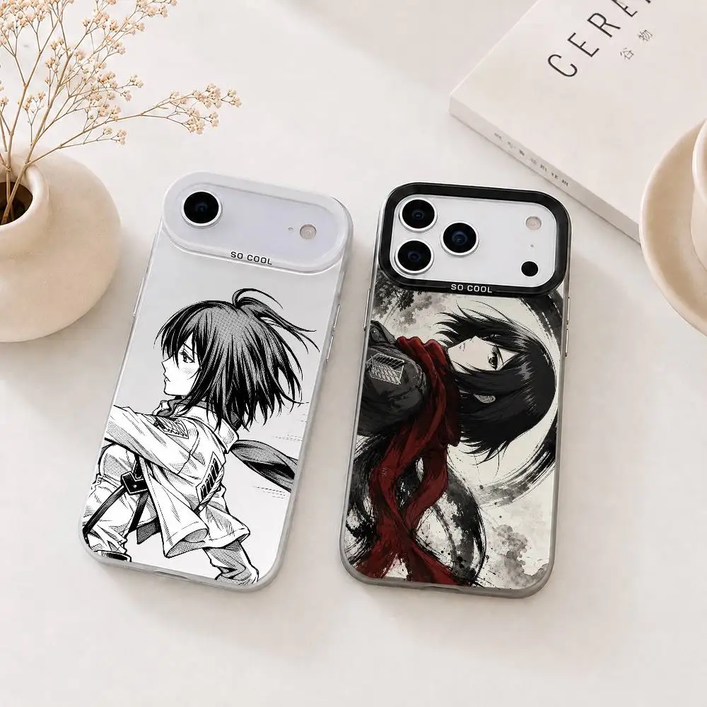 Фото Чехол для телефона Mikasa Ackerman Attack on Titan для iPhone 17, 16, 15, 14, 13, 12, 11 Plus, Pro Max, XS, цветной, серебристо-черный №1