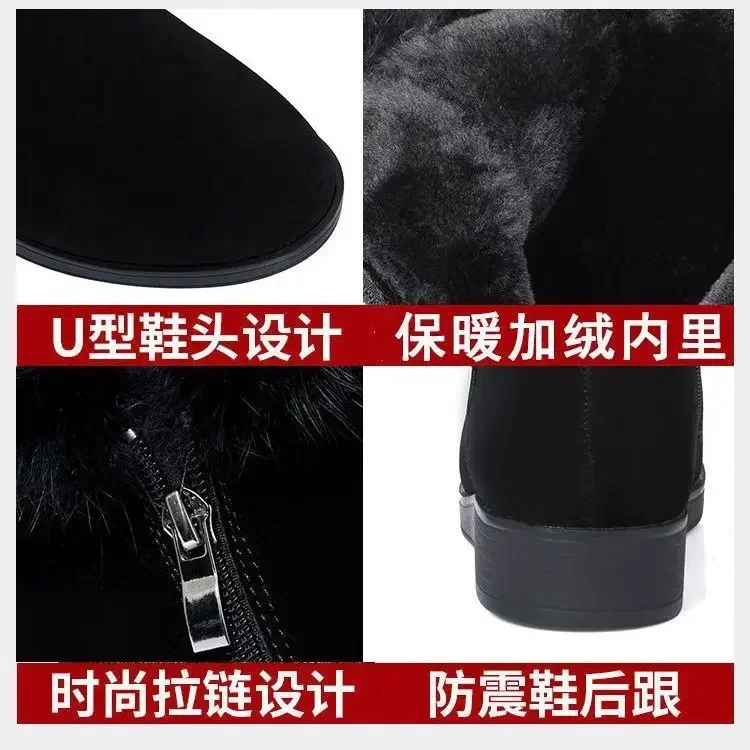 Плюшевые женские ботинки удобная обувь на меху толстой подошве модная женская