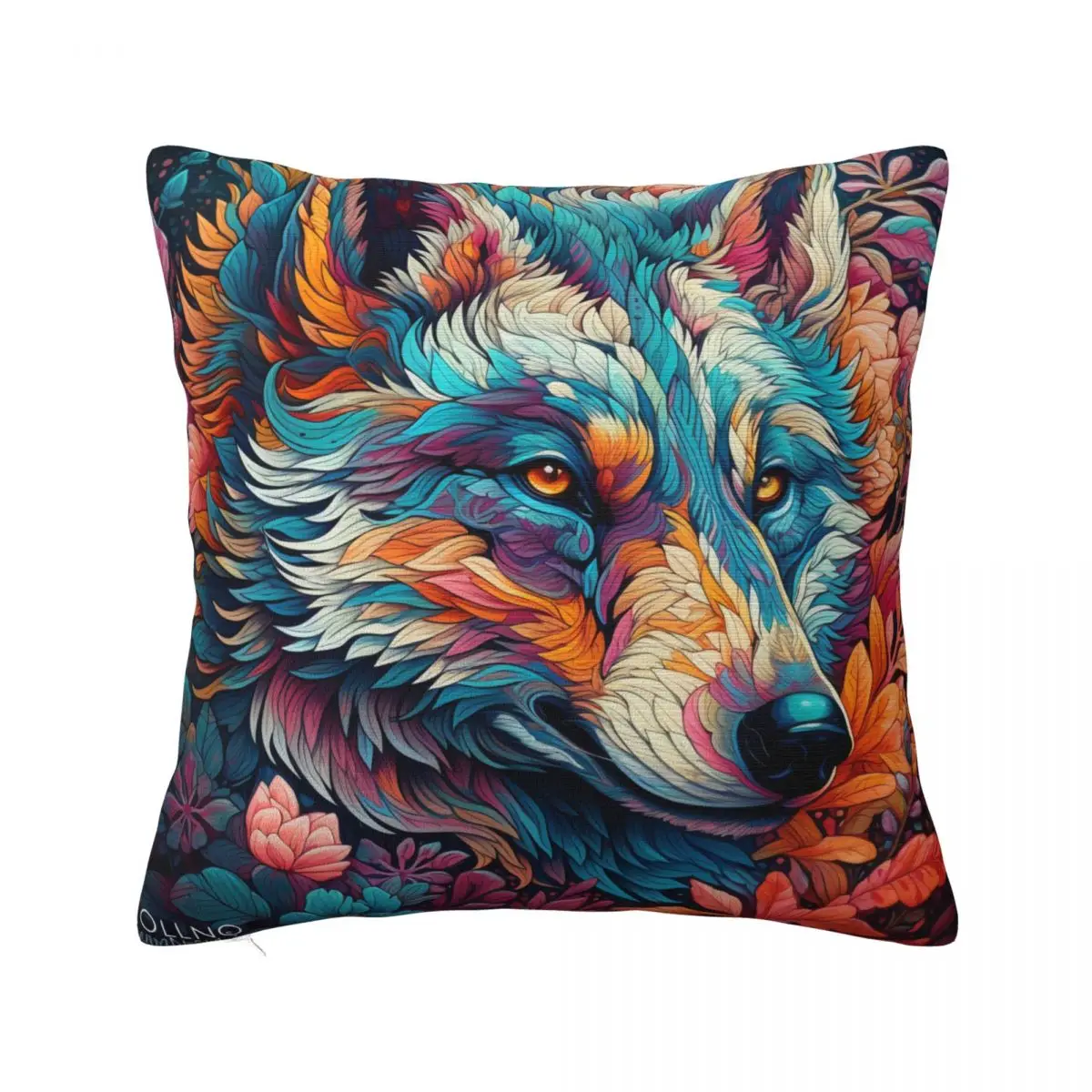 

Wolf Pillow Case Neon Colorful Painting Luxury Polyester Pillowcase Sofa Zipper Spring Cover