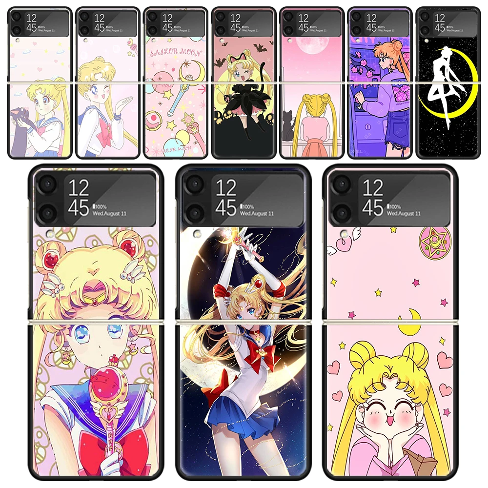 

Красивый солдат S-Сейлор Мун ударопрочный складной Твердый Чехол для мобильного телефона для Samsung Galaxy Z Flip 4 3 Искусственный ТПУ Черный чехол ...