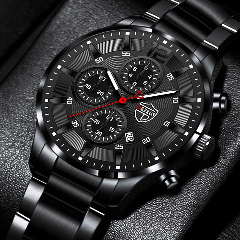 

Luxus Marke Herren Uhren Männer Business Edelstahl Quarz Armbanduhr Kalender Datum Leucht Uhr Männlichen Casual Leder Uhr