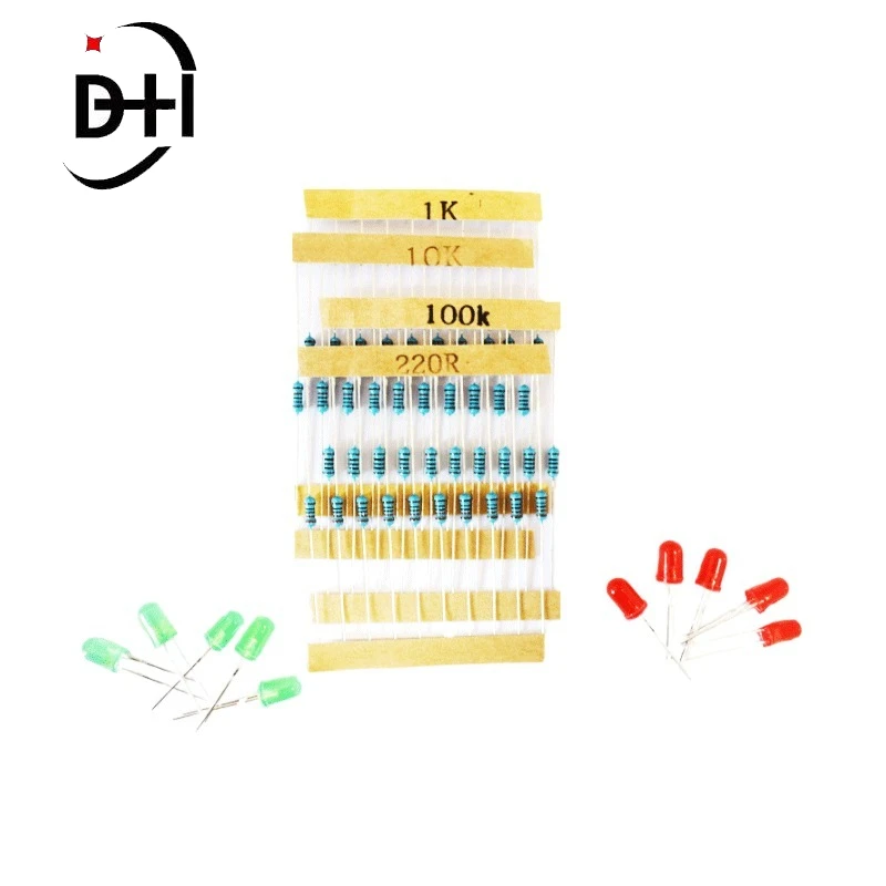 

10pcs 1K 10K 100K 220 Ohm 1/4W and Led KIT
