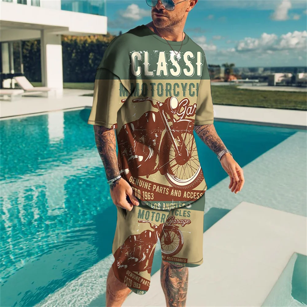 Trend 3d Printed Tracksuits 2piece Set For Men Personality Street All-Match Fashion New Casual Comfortable Breathable Tracksuit