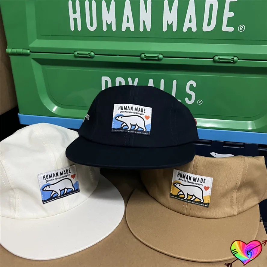 

2022 Human Made Polar Bear Caps Men Women 1:1 Embroidered Font Heart Human Made Baseball Cap Logo Adjustment Buckle Hats