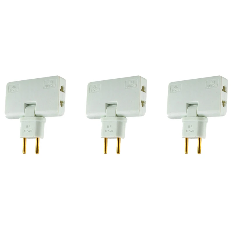 

3X Rotate EU Plug Converter 3 In 1 Rotatable Outlet Extender 180 Degree Extension Plug Multi Plug Outlet Adapter,White