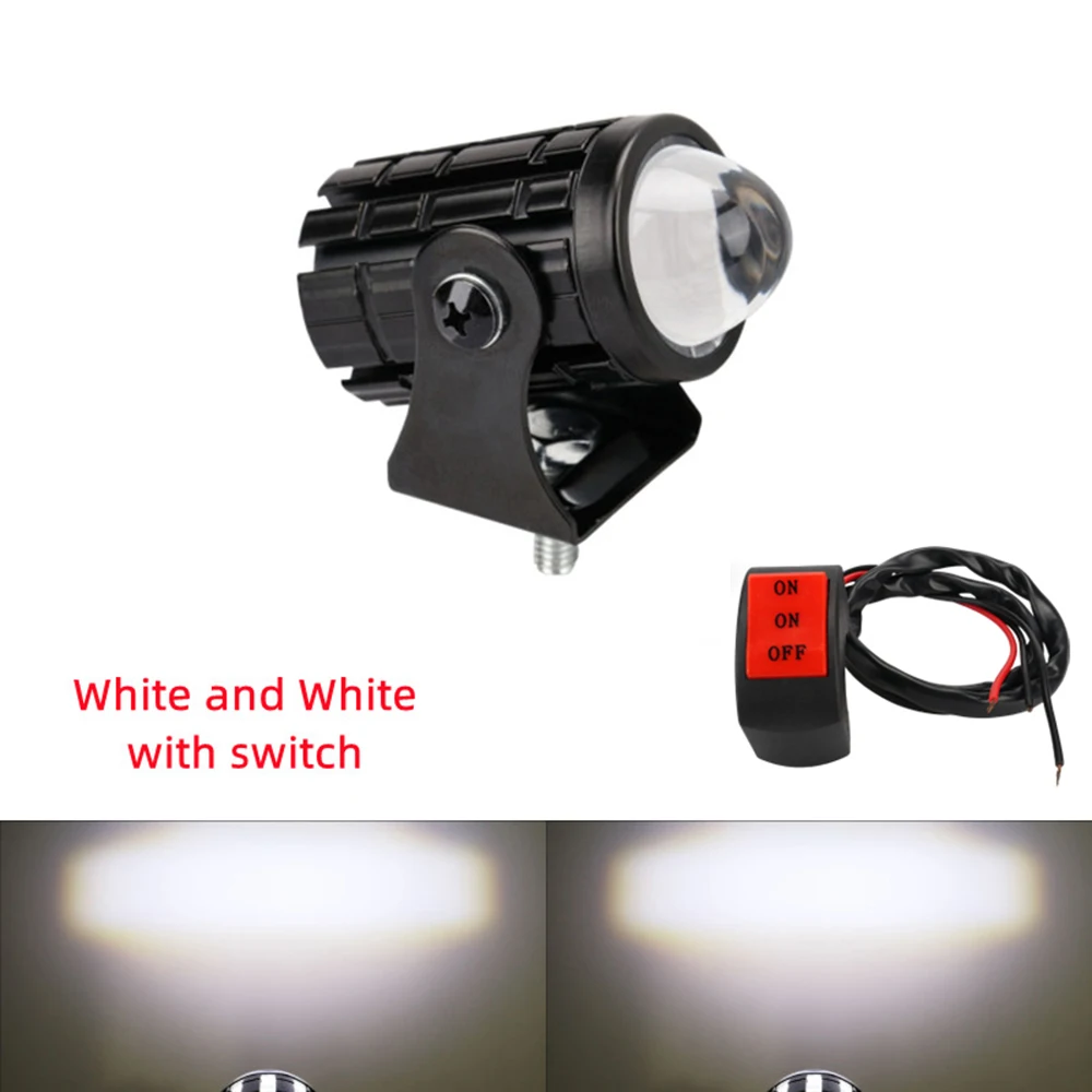 Мотоцикл мини-фара дальнего света универсальный двухцветный ATV скутер для вспомогательного прожектора лампа мото противотуманные фары аксессуары