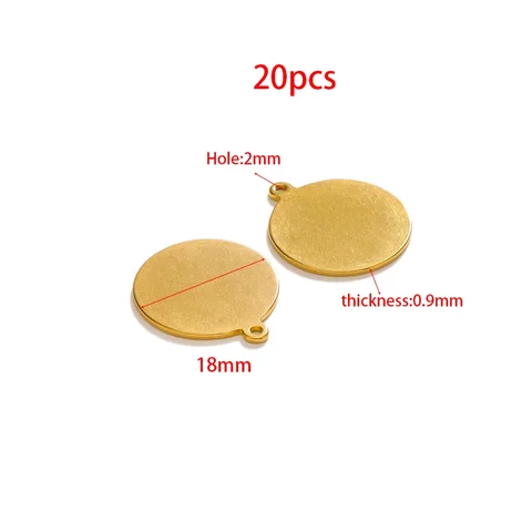 Позолоченные круглые подвески из нержавеющей стали, 20/50 шт.