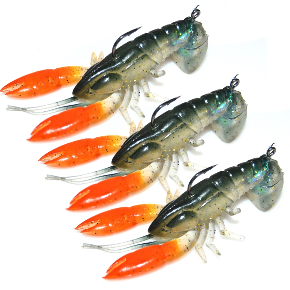 

Swim Bait Soft Lure 14g 3PCS 8cm Crayfish Shape Fishing Artificial PVC Material Prawn Bait With Hook High Quality