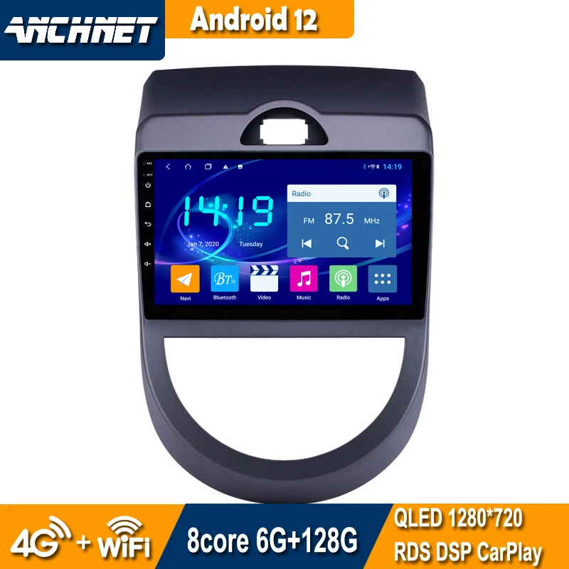 

9 дюймов Android 12 автомобильный радиоприемник GPS мультимедийный плеер для 2010 2011 2012 Kia Soul стерео интеллектуальная система