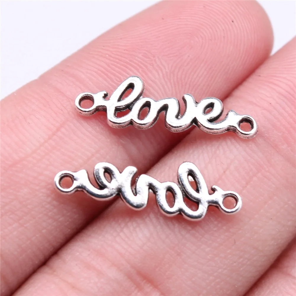 

New alloy word tag linker DIY bracelet jewellery making accessories love oval teardrop shape
