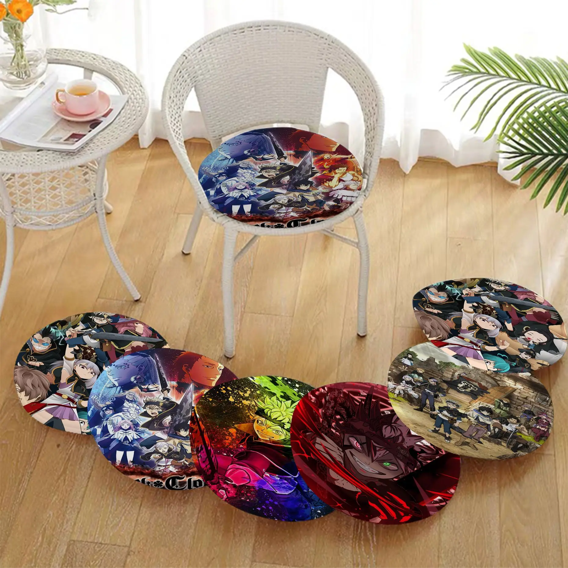 

Black Clover Art Fabric Cushion Non-slip Living Room Sofa Decor Students Stool Tatami Office Buttocks Pad