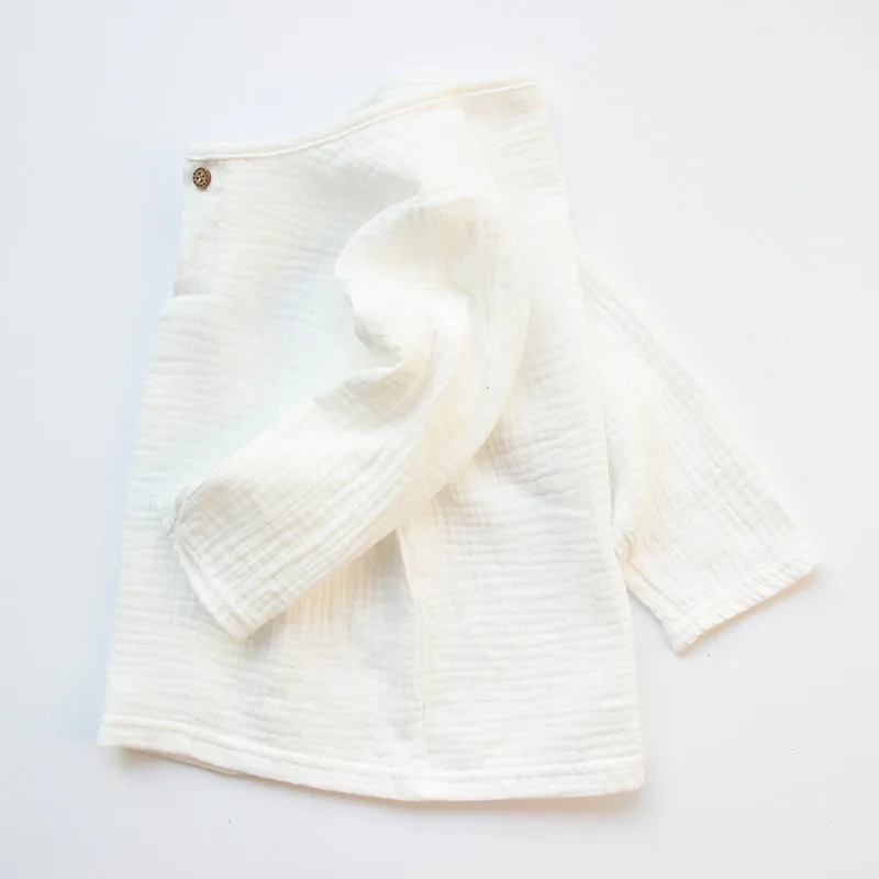 Весенняя футболка для мальчиков и девочек льняные плиссированные однотонные