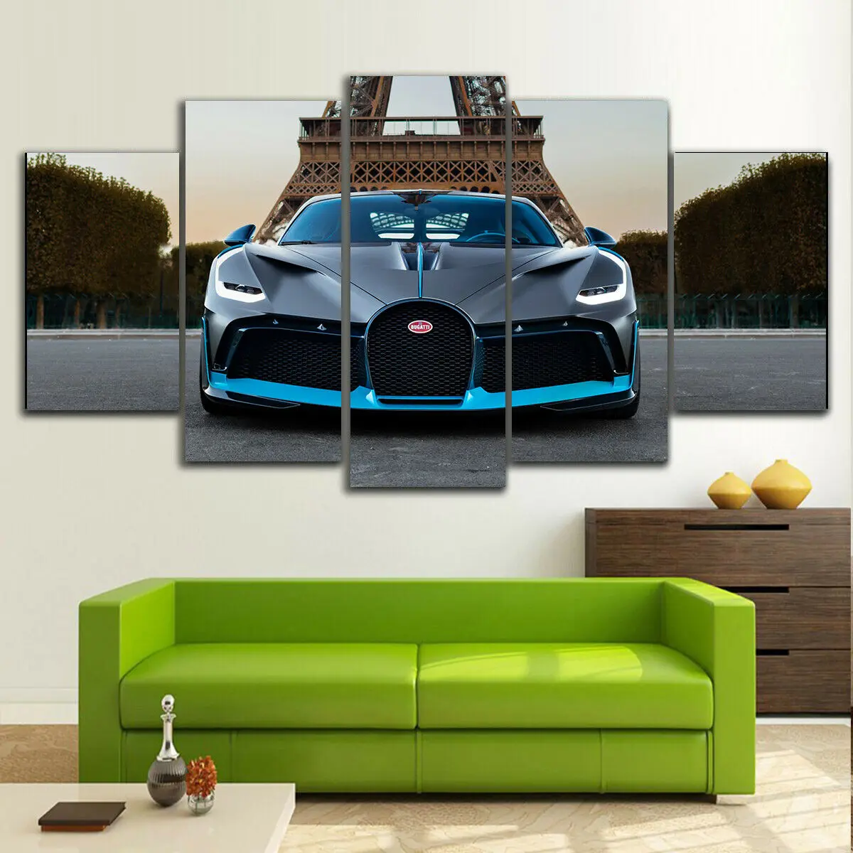 Картина Bugatti Divo с передним обзором для гоночных автомобилей 5 шт. Настенная