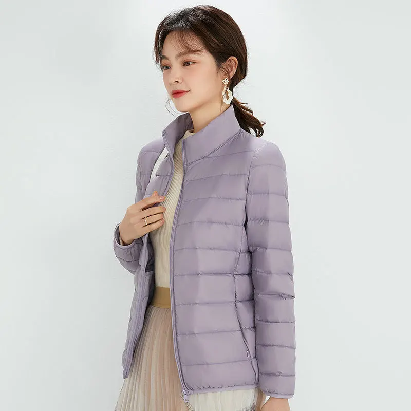 Autumn Winter Women Short Coats New Korean Fashion Tops Stand Collar Light 90% White Duck Down Jacket Female 2022 Casual Parkas