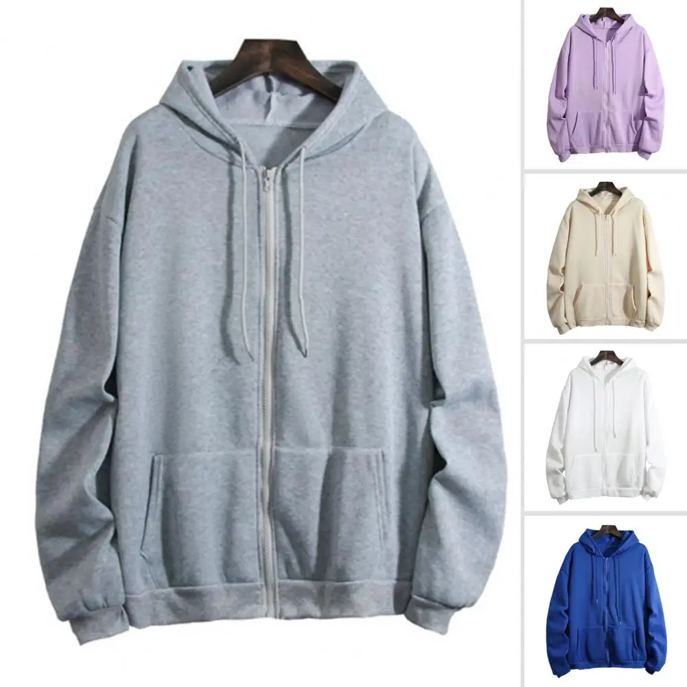 Толстовка в стиле Харадзюку для мужчин и женщин Свободный кардиган на молнии с