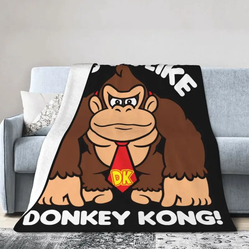 

It's On Donkey Kong 3D Printed Blankets Breathable Soft Flannel Sprint Gorilla Throw Blanket for Couch Outdoor Bedroom