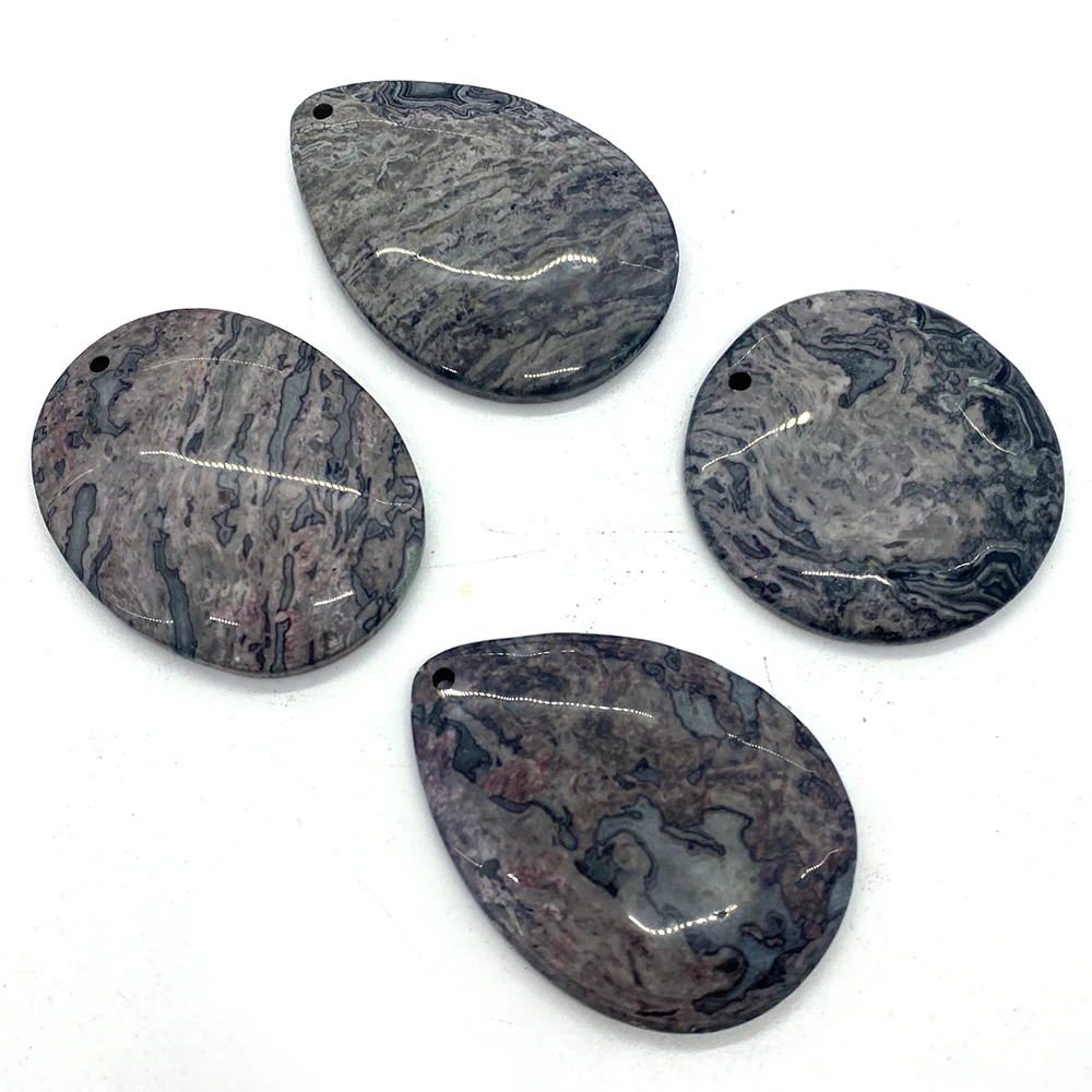 

Oval Crazy Agate Natural Stone Charms for DIY Necklace Accessories Jewelry Making Reiki Gem Round Agate Pendants 5pcs/pack