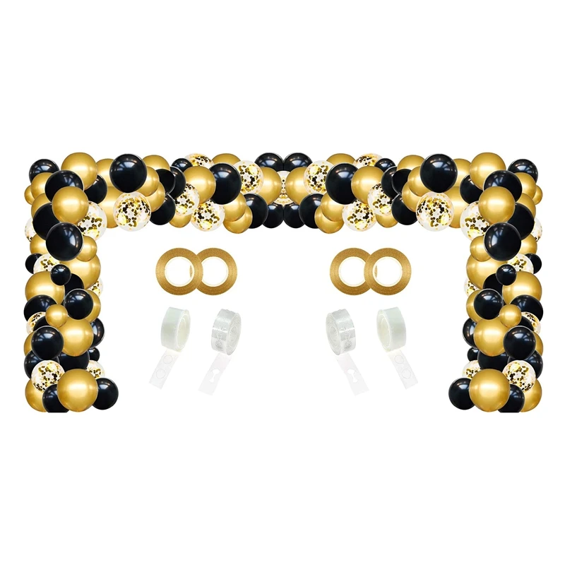 

Черно-золотистые фотообои 228 шт, шары с конфетти для вечерние, украшение на день рождения, выпускной, Хэллоуин