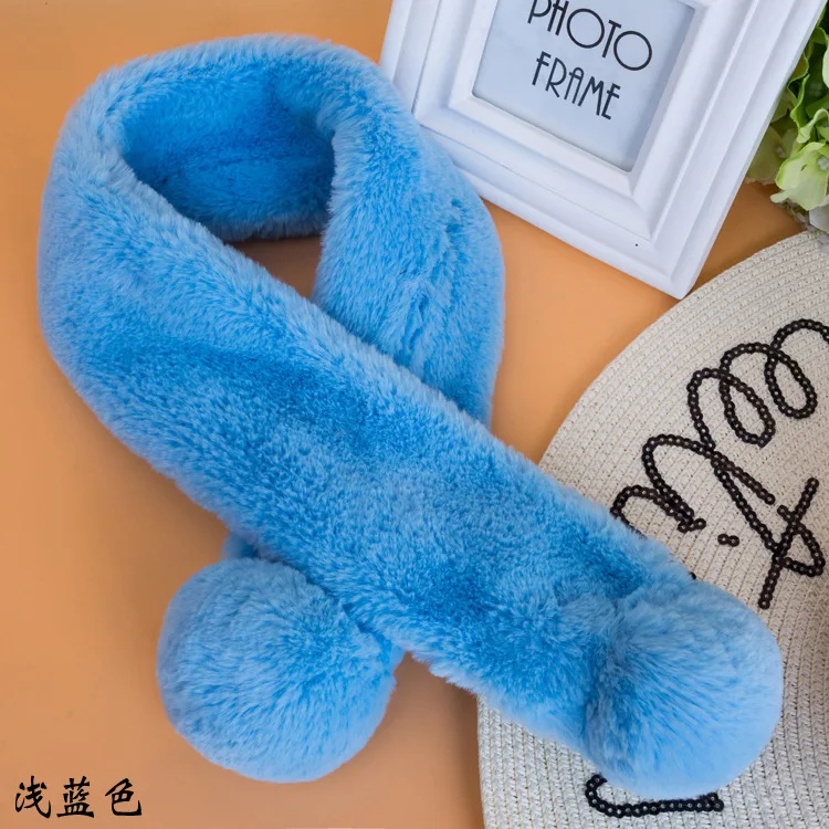 Воротник-шарф из искусственного кроличьего меха с помпоном 70 см * 9 Портативный