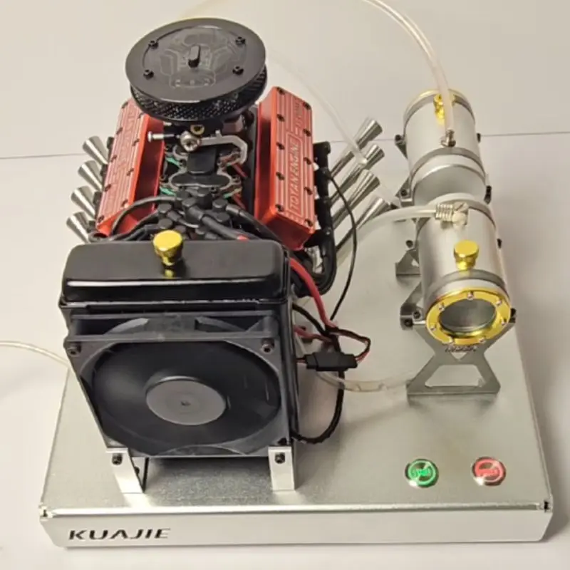 Фото Модель четырехтактного двигателя TOYAN V8, металлический механический комплект модели с двойной независимой шестерней с водяным охлаждением №4