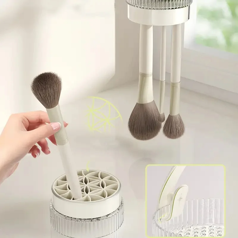 Вращающийся ящик для хранения кистей макияжа 3 в 1 пылезащитный очиститель