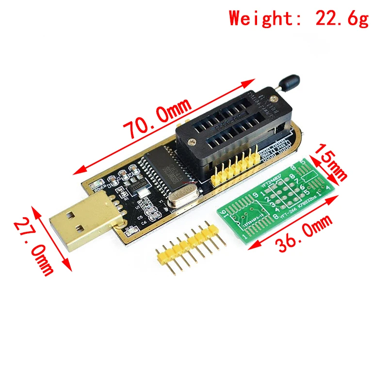 Фото CH341A XTW100 24 25 серии EEPROM Flash BIOS CH341 Модуль программатора USB + тестовый зажим SOIC8 SOP8 для EEPROM 93CXX/25CXX/24CXX №2