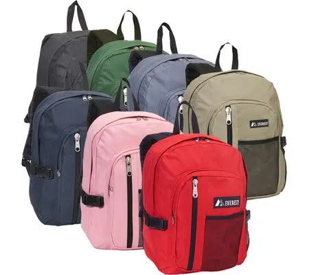 Everest Backpack with Front Mesh Pocket, Dark Gray Black