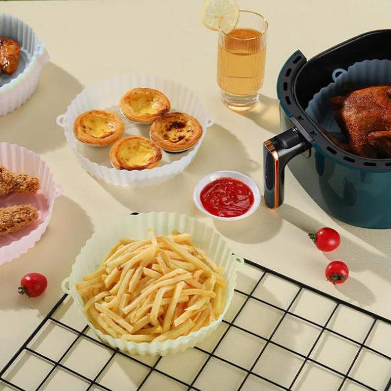 

Air Fryer Silicone Mat Baking Tray Fried Basket Mats Air Fryer Oven Round Mat Reusable Pizza Fried Chicken Pot Pads Kitchen Tool