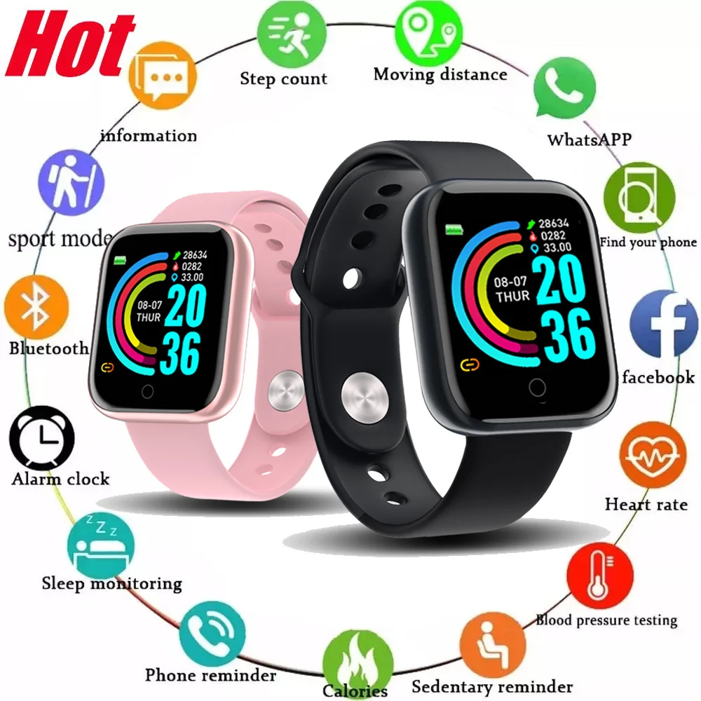 

Y68 Inteligentny Zegarek Mężczyźni Kobiety Zegarki Na Rękę D20 Smartwatch Elektroniczny Zegar Fitness Monitor Prezent Urodzinowy