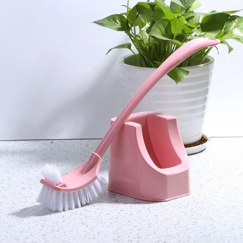 

Microfiber Dust Mites Cleaning Tools Plastic Toilet Cleaning Brush Curved Clean Bending Handle Brushes with Base