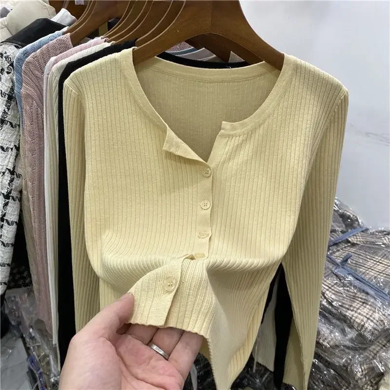 Осень/Зима 2024 Новое поступление Вязаный Кардиган с длинным рукавом в Корейском