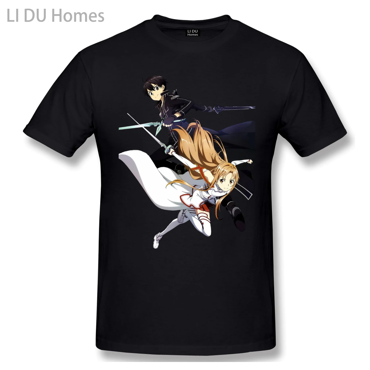 

LIDU Asuna And Kirito In Sword Art Online T-Shirt Funny Tees O Neck 100% Cotton Sword Art Online Clothes Humor T Shirt