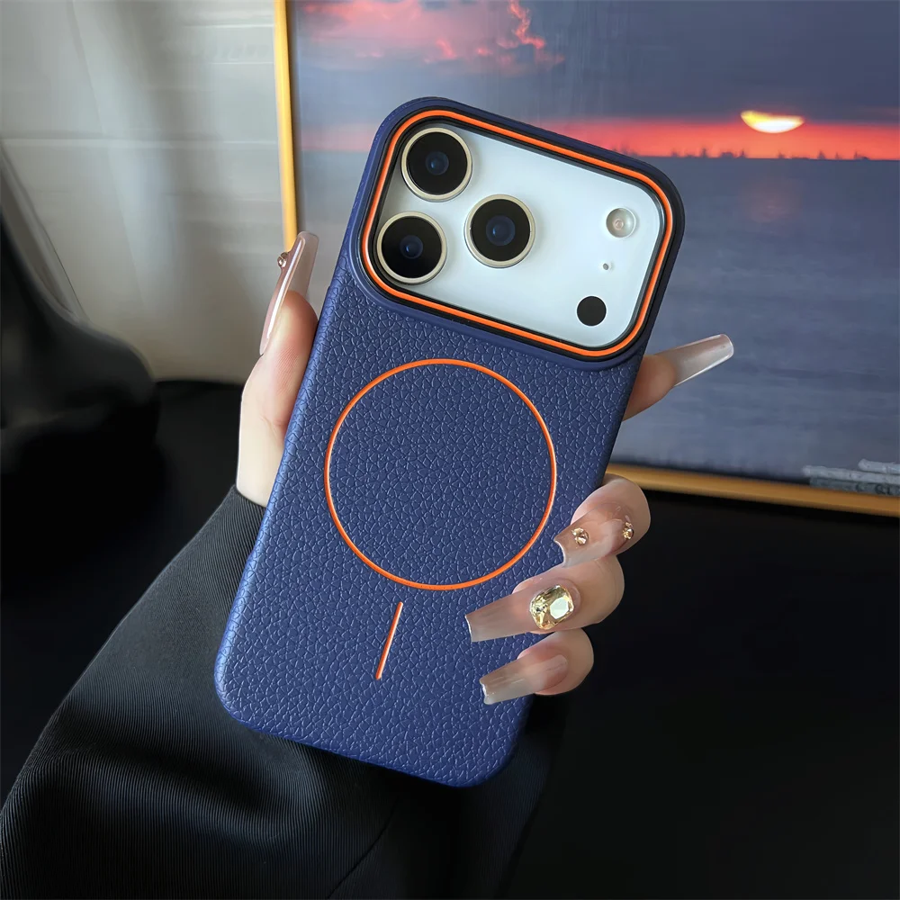 Фото Для iPhone 17 pro max Матовый хитовый цветной чехол с рисунком личи Магнитный чехол для телефона для iPhone 17, 16, 15, 14, 13, 12, 11 Pro max №1