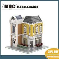 new 1599pcs creative house hot sale street view model moc modular house restaurant model blocks diy educational kids toy gift