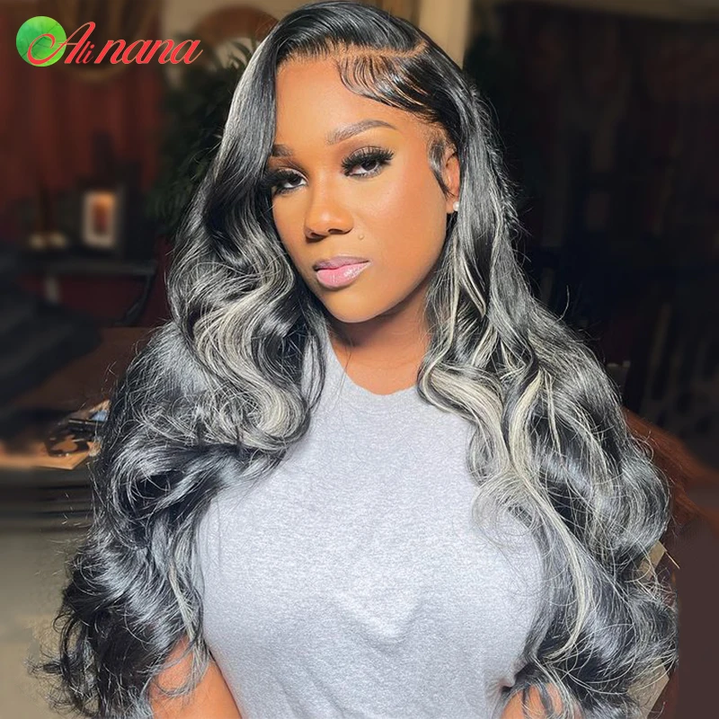 Ed Human Hair Wigs For Black Women Original Ash Blonde Platinum Highlight Body Wave Lace Front Wig