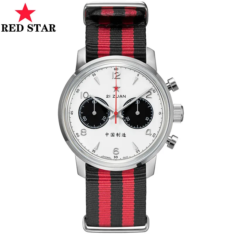 

Red Star 42mm Men Pilot Chronograph Mechanical Sapphire Watch ST1901 Seagull Movement Air Force Aviation 1963 Watches 21 Zuan