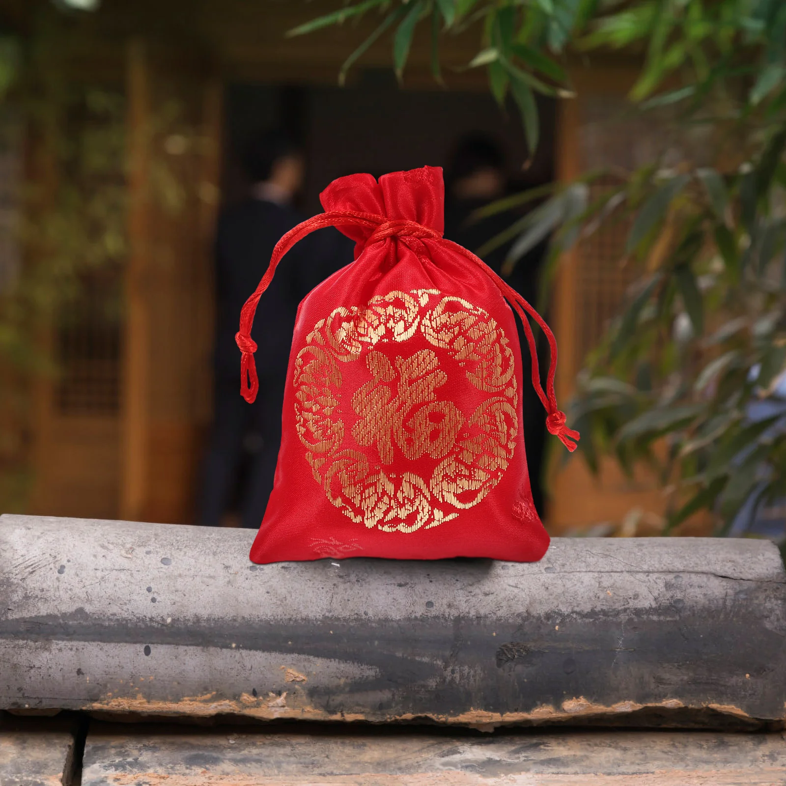 

Chinese Wedding Drawstring Year New Jewelry Gift Favor Candy Pouch Red Silk Treat Brocade Purse Packets Traditional Money