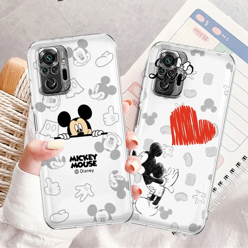 

Mickey Minnie Disney Cartoon Transparent Phone Case For Xiaomi Redmi Note 12 11E 11S 11 11T 10 10S 9 9T 9S 8 8T Pro Plus 5G 7