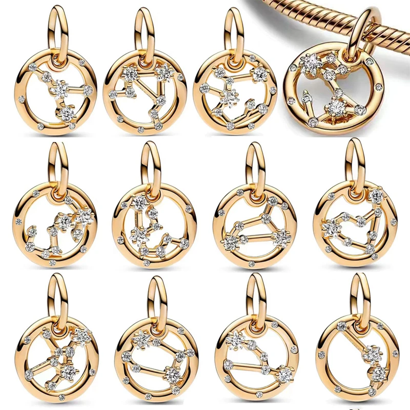 

Constellations Gold Pendant Charms Jewelry For Women Free Shipping New In Bracelets Luxury Brand Original Fashion Holiday Gifts