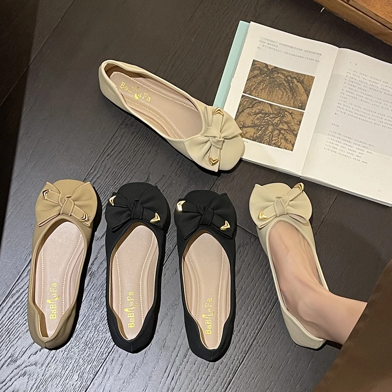 

Casual Woman Shoe Soft Autumn Female Footwear Bow-Knot Round Toe Shallow Mouth Comfortable Fall Summer Dress Moccasin Butterfly