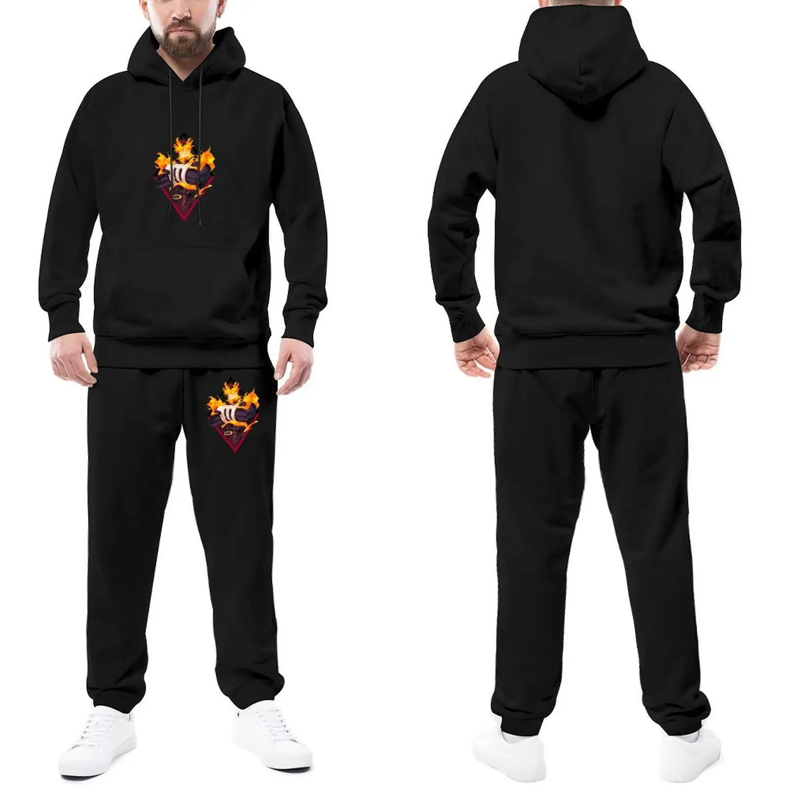 

Trapstar Tracksuits Cool Enji Todoroki Hip Hop Jogger Sportswear My Hero Academia Hooded Suit Autumn Stylish Hoody Sweatpant Set