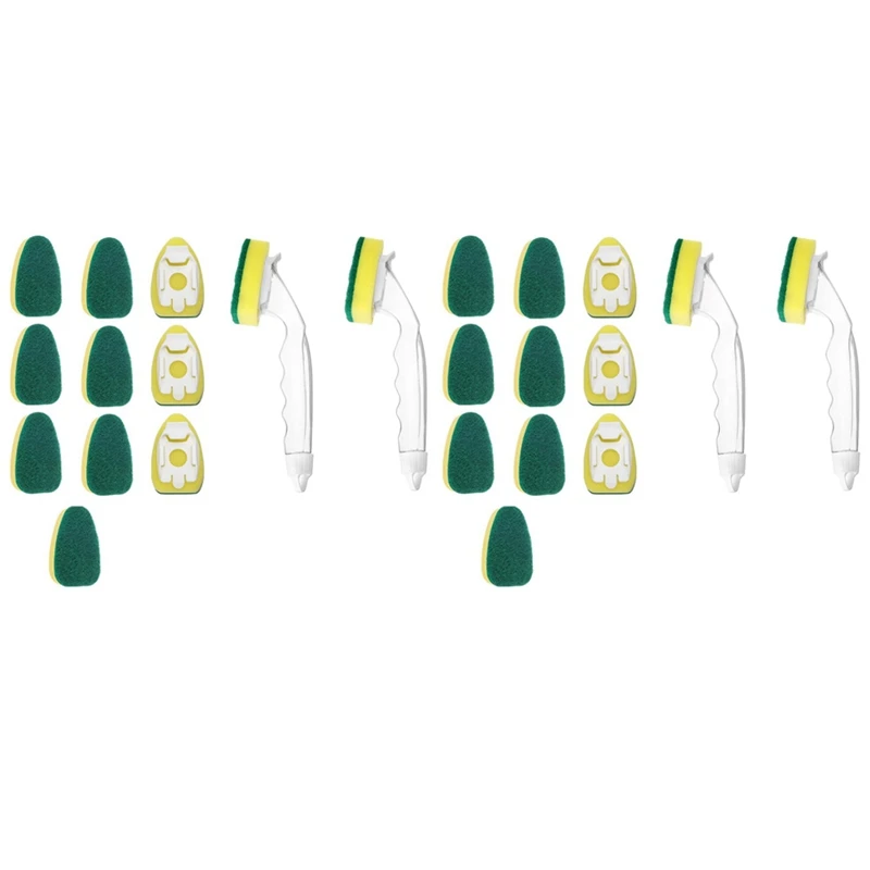 

2X Heavy Duty Dish Wand Sponge Brush, Non-Scratch Kitchen Scrub Brush For Dish,Sink Cleaning Sponges Handle