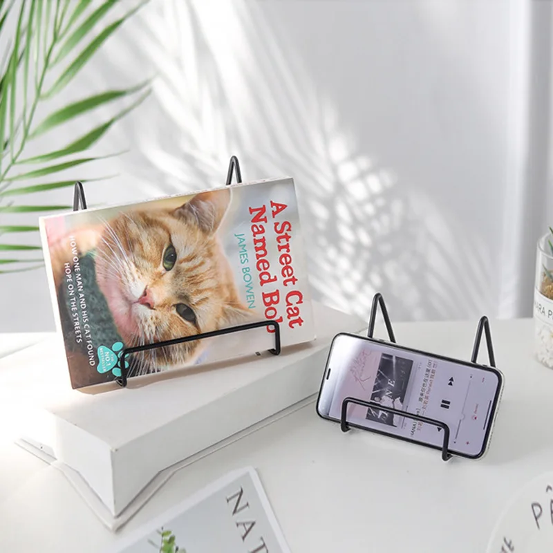 

Geometric Iron Desktop Placement Stand Mobile Phone Book Newspaper Collection Storage Rack Magazine Display Holder Storage Rack