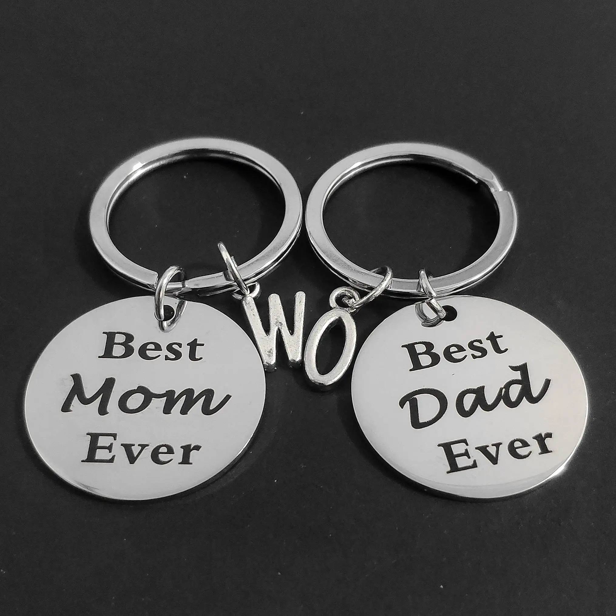 

Карабин для ключей из нержавеющей стали, подарок, брелок, Креативные украшения на День отца, День матери, 26 инициалов, лучший отец, мама