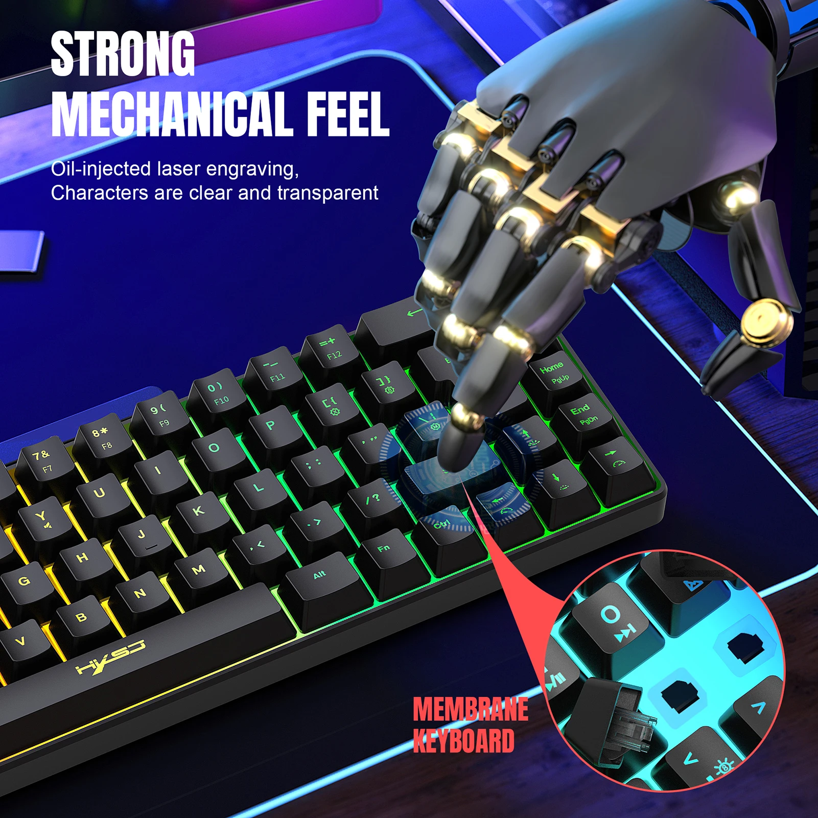 Проводная игровая клавиатура V200 K68 RGB Streamer 19-клавишная механическая с