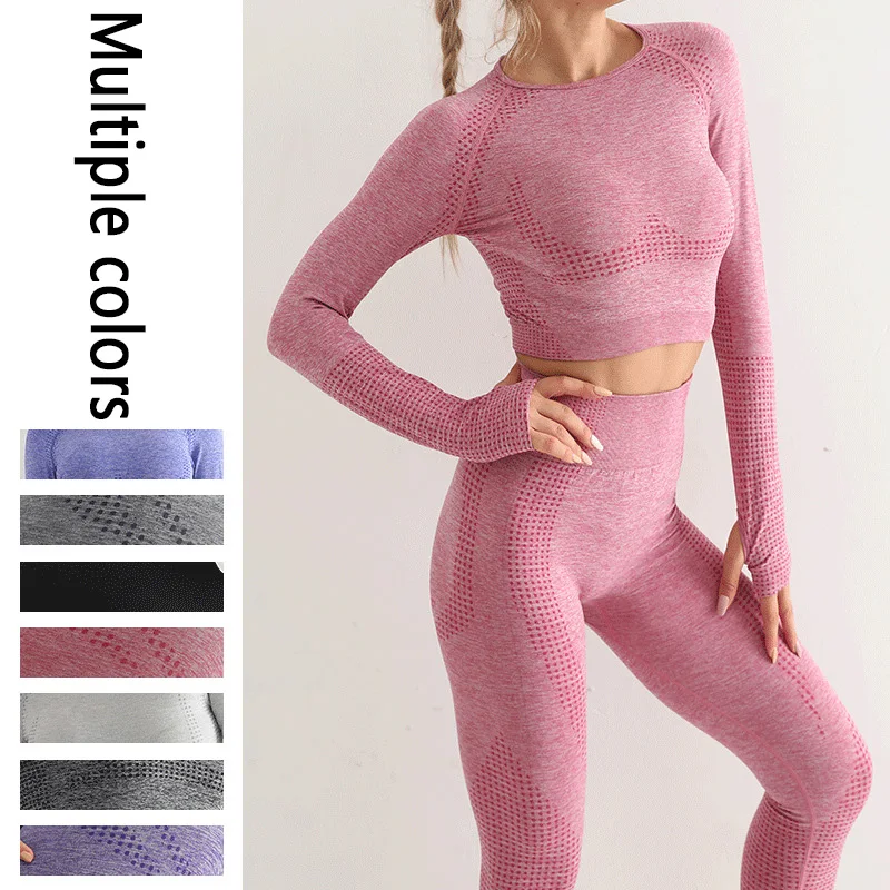 

2 Pieces Women Yoga Set Seamless Fitness Gym Suit Push Up Clothes Workout Sport Set Padded Sports High Waist Legging Sportswear