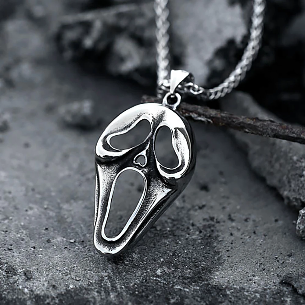 

Gothic Vintage Mask Skull Pendant Necklace For Men Punk Stainless Steel Ghost Head Necklaces Fashion Jewelry Gifts Dropshipping