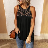 womens top t shirt vest womens summer 2022 new loose fashion lace lace outer wear sleeveless vest women