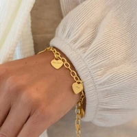 viksword custom 1 6 name bracelet stainless steel heart pendant carving family members elegant women and mens best gift jewelry